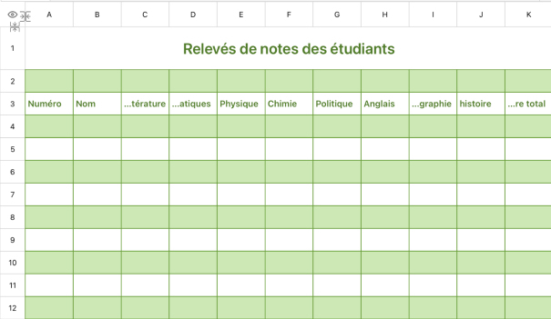 Relevés de notes des étudiants